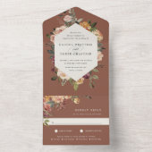 Waterverf van Rustic Bloom Floral Wedding All In One Uitnodiging (Binnen)