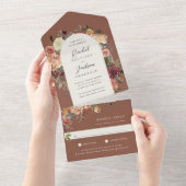 Waterverf van Rustic Bloom Floral Wedding All In One Uitnodiging (Afscheurbaar)