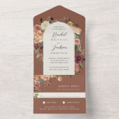 Waterverf van Rustic Bloom Floral Wedding All In One Uitnodiging (Binnen)