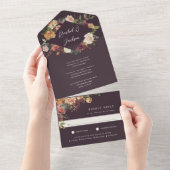 Waterverf van Rustic Bloom Floral Wedding All In One Uitnodiging (Afscheurbaar)