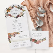 Waterverf van Rustic Bloom Floral Wedding All In One Uitnodiging