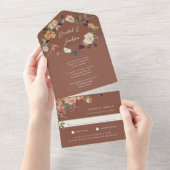 Waterverf van Rustic Bloom Floral Wedding All In One Uitnodiging (Afscheurbaar)