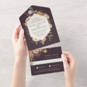 Waterverf van Rustic Bloom Floral Wedding All In One Uitnodiging (Afscheurbaar)