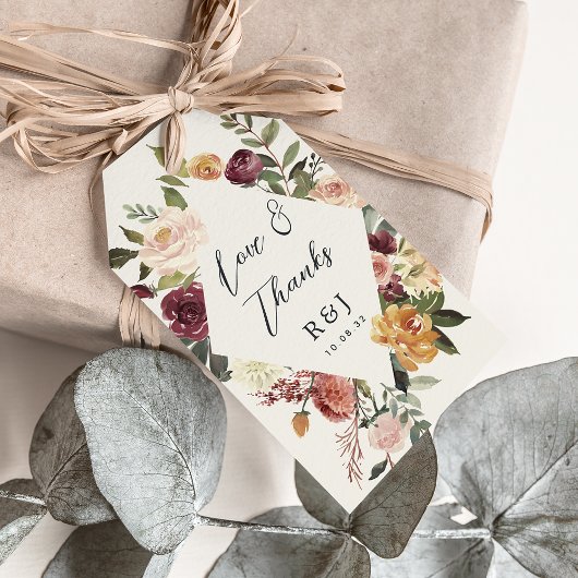 Waterverf van Rustic Bloom Floral Wedding Favor Cadeaulabel