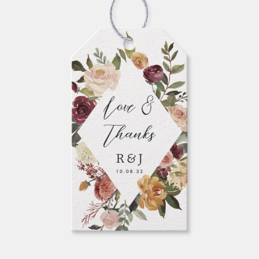 Waterverf van Rustic Bloom Floral Wedding Favor Cadeaulabel (Voorkant)