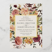 Waterverf van Rustic Bloom Floral Wedding Folie Uitnodiging (Voorkant)