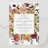 Waterverf van Rustic Bloom Floral Wedding Folie Uitnodiging (Voorkant)