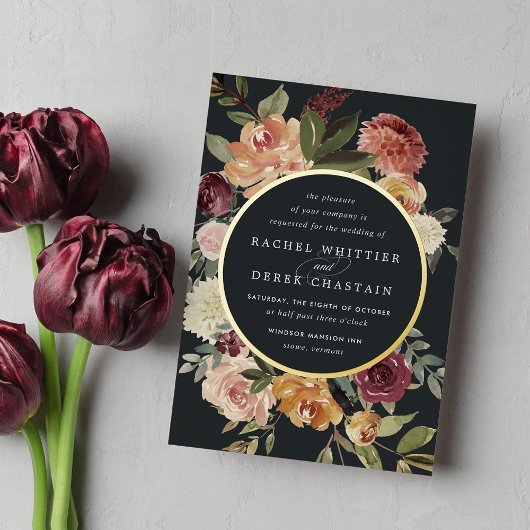 Waterverf van Rustic Bloom Floral Wedding Folie Uitnodiging