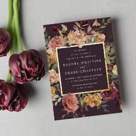 Waterverf van Rustic Bloom Floral Wedding Folie Uitnodiging