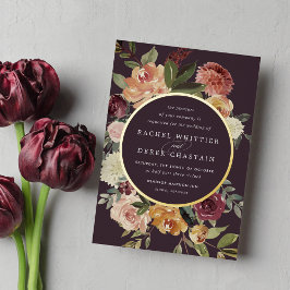 Waterverf van Rustic Bloom Floral Wedding Folie Uitnodiging