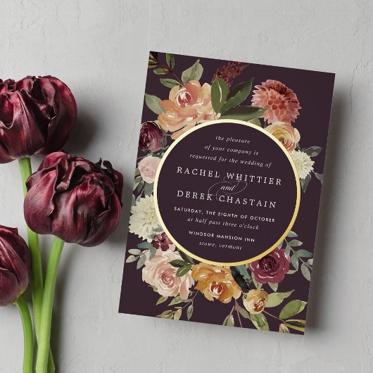 Waterverf van Rustic Bloom Floral Wedding Folie Uitnodiging