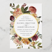 Waterverf van Rustic Bloom Floral Wedding Folie Uitnodiging (Voorkant)