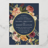 Waterverf van Rustic Bloom Floral Wedding Folie Uitnodiging (Voorkant)