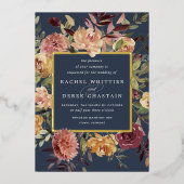 Waterverf van Rustic Bloom Floral Wedding Folie Uitnodiging (Voorkant)