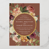 Waterverf van Rustic Bloom Floral Wedding Folie Uitnodiging (Voorkant)