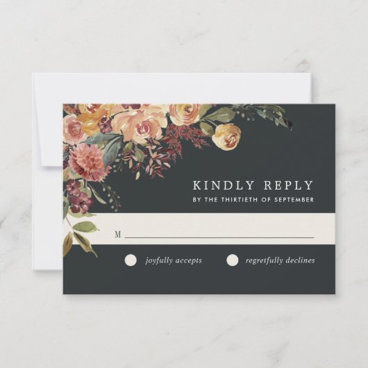 Waterverf van Rustic Bloom Floral Wedding RSVP Kaartje (Voorkant)