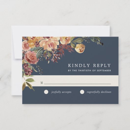 Waterverf van Rustic Bloom Floral Wedding RSVP Kaartje (Voorkant)
