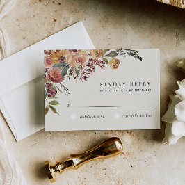 Waterverf van Rustic Bloom Floral Wedding RSVP Kaartje