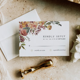 Waterverf van Rustic Bloom Floral Wedding RSVP Kaartje