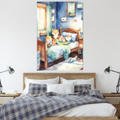 waterverf van schattige Critters Kwekerij Room Art Canvas Afdruk (Insitu (Slaapkamer))