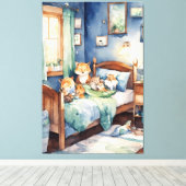 waterverf van schattige Critters Kwekerij Room Art Canvas Afdruk (Insitu (Houten vloer))