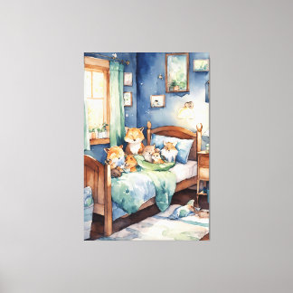 waterverf van schattige Critters Kwekerij Room Art Canvas Afdruk