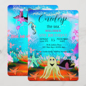 Waterverf van schattige Zeeen Kaart (Voorkant / Achterkant)