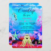 Waterverf van schattige Zeeen Kaart (Voorkant / Achterkant)