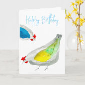 waterverf van Schattigee kippen Kaart (Gele Bloem)