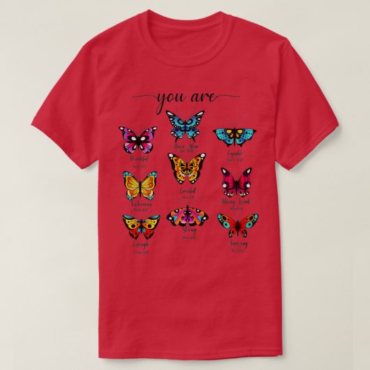 Waterverf van scripts Butterfly Psalm Christelijk  T-shirt (Design voorkant)
