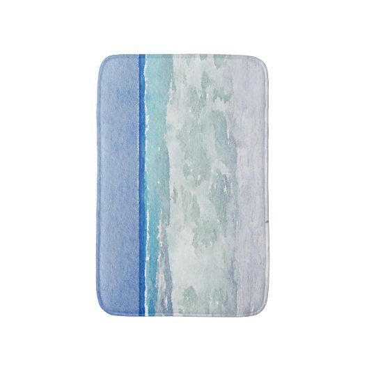 Waterverf van Seascape Blue en Aqua Badmat (Voorkant Verticaal)