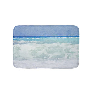 Waterverf van Seascape Blue en Aqua Badmat