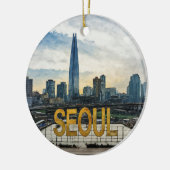 Waterverf van Seoul Korea Keramisch Ornament (Links)
