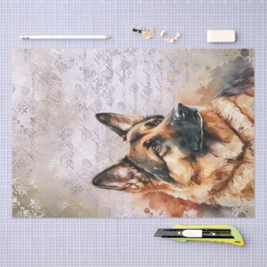 Waterverf van Shepherd Dog Tissuepapier (Craft)