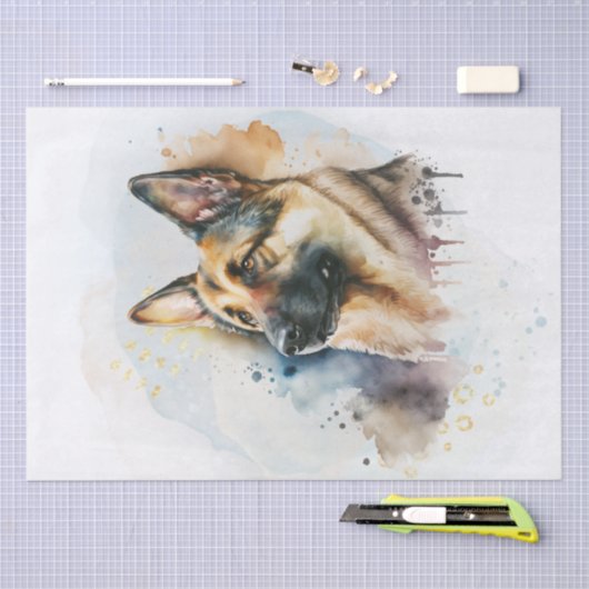 Waterverf van Shepherd Dog Tissuepapier (Craft)