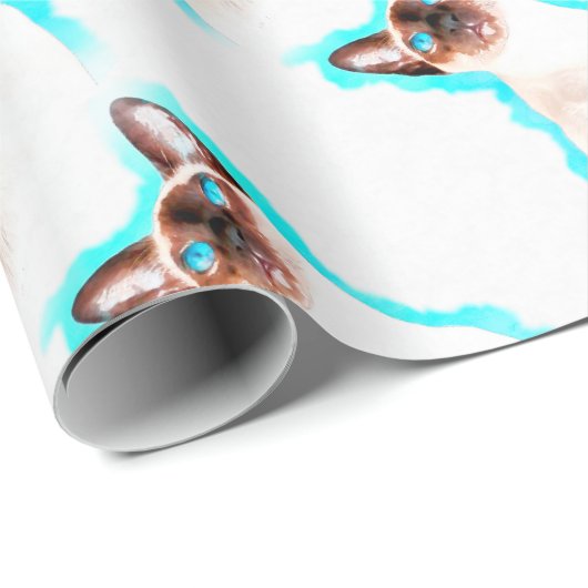 Waterverf van Siamese kat Cadeaupapier (Rol Hoek)