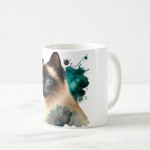 Waterverf van Siamese kat Koffiemok (Voorkant rechts)