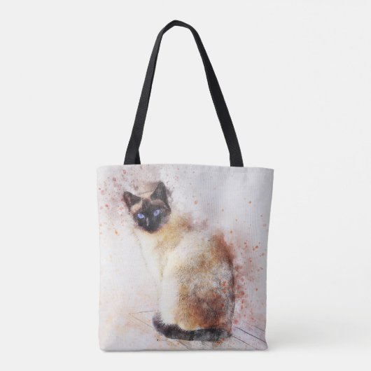 Waterverf van Siamese kat Tote Bag (Achterkant)