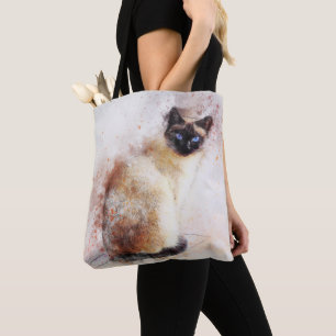 Waterverf van Siamese kat Tote Bag