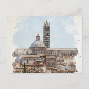 Waterverf van Siena Italië Art. Briefkaart