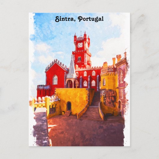 Waterverf van Sintra Portugal Briefkaart (Voorkant)