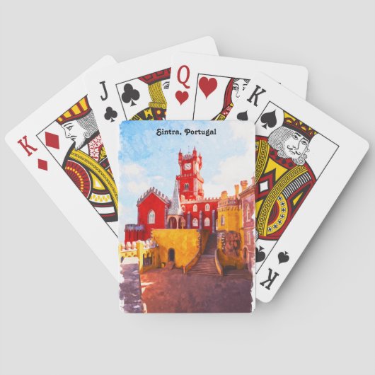 Waterverf van Sintra Portugal Pokerkaarten (Achterkant)