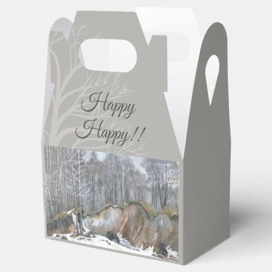 Waterverf van sneeuwravijn bedankdoosjes (Geopend)