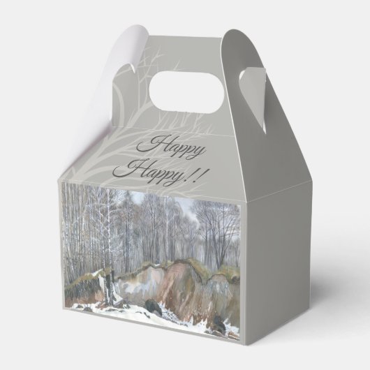 Waterverf van sneeuwravijn bedankdoosjes (Voorkant Zijde)