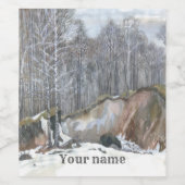 Waterverf van sneeuwravijn wijn etiket (Enkel label)