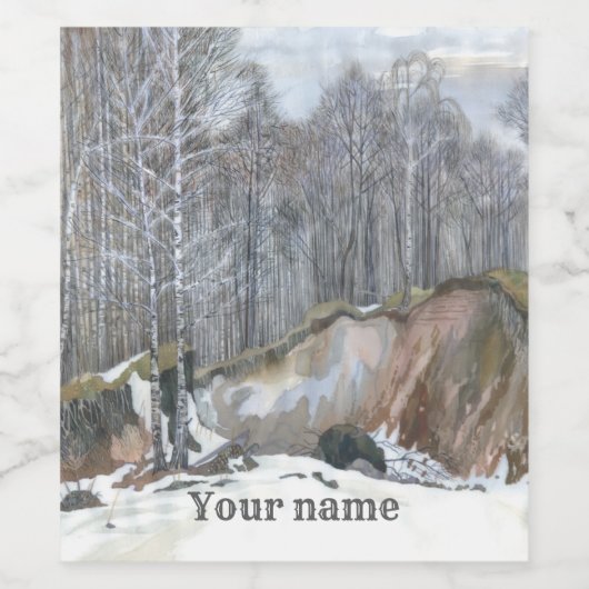 Waterverf van sneeuwravijn wijn etiket (Enkel label)