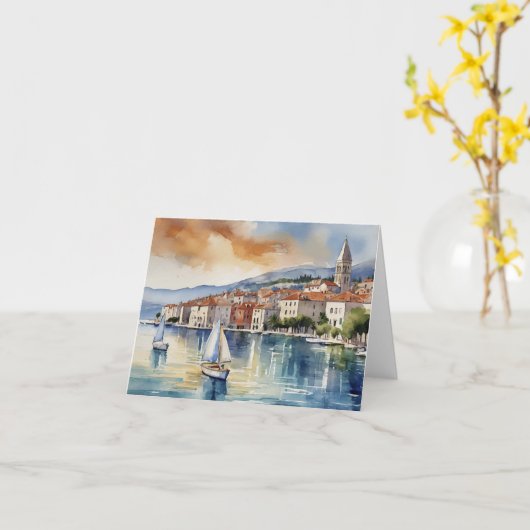 Waterverf van Split-Kroatië Kaart (Gele Bloem)