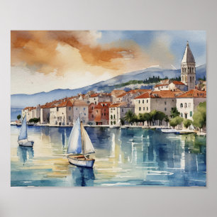 Waterverf van Split-Kroatië Poster