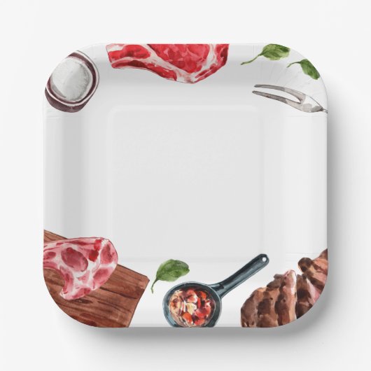 Waterverf van steak food papieren bordje (Voorkant)