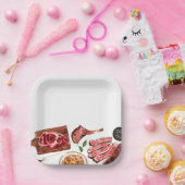 Waterverf van steak food papieren bordje (Feest)